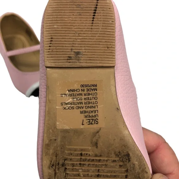 Janie and Jack Pink Ballet Flats with Black Patent Cap Toe size 7 - Picture 8 of 14